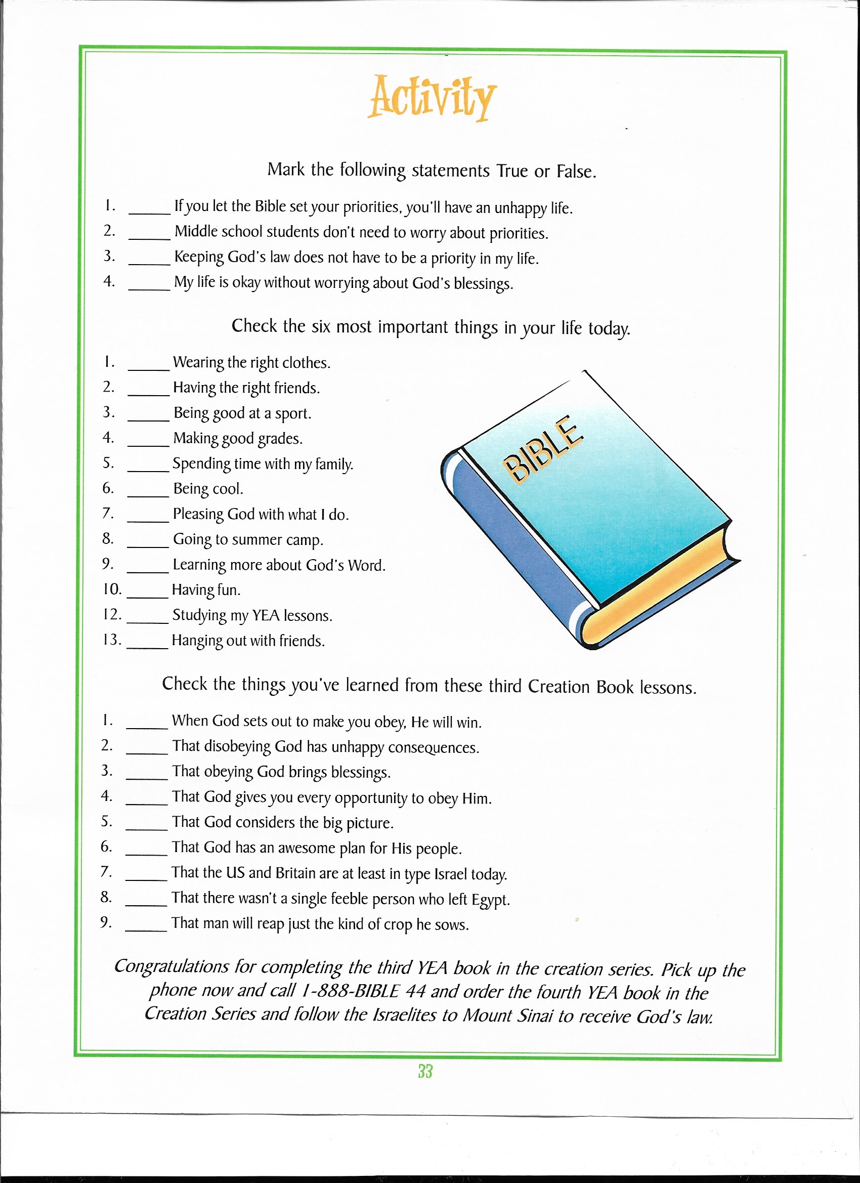 Activity Page
